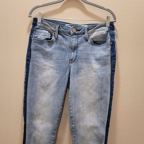 Seven 7 Distressed Side Stripe Skinny Jeans Size 6 - Picture 2 of 7